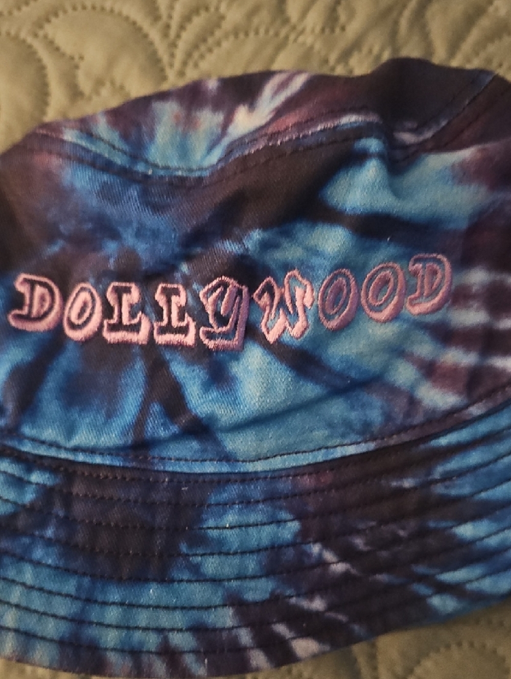 Dollywood Blue Tie-Dye Bucket Hatw/ Embrodery On Front